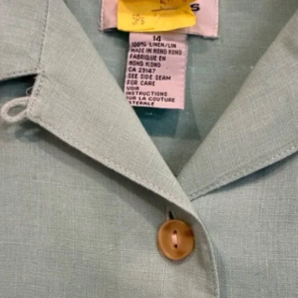 Talbots Linen Button Down Shirt Size 14 Used - Picture 2 of 14